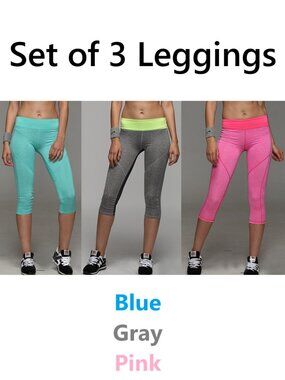 3 Quarter Yoga Workout Capri Pants Leggings b48